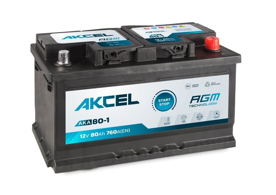Akumulator Akcel AGM 12 V 80AH P+ AKA-80-1