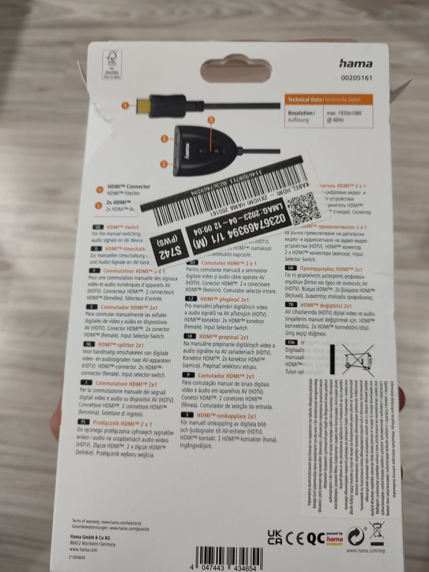 Kabel HDMI - 2x hdmi HAMA