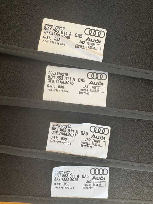 Dywaniki welurowe NOWE oryginalne 8B1/863/011A QA5 Audi A5 B10 2025