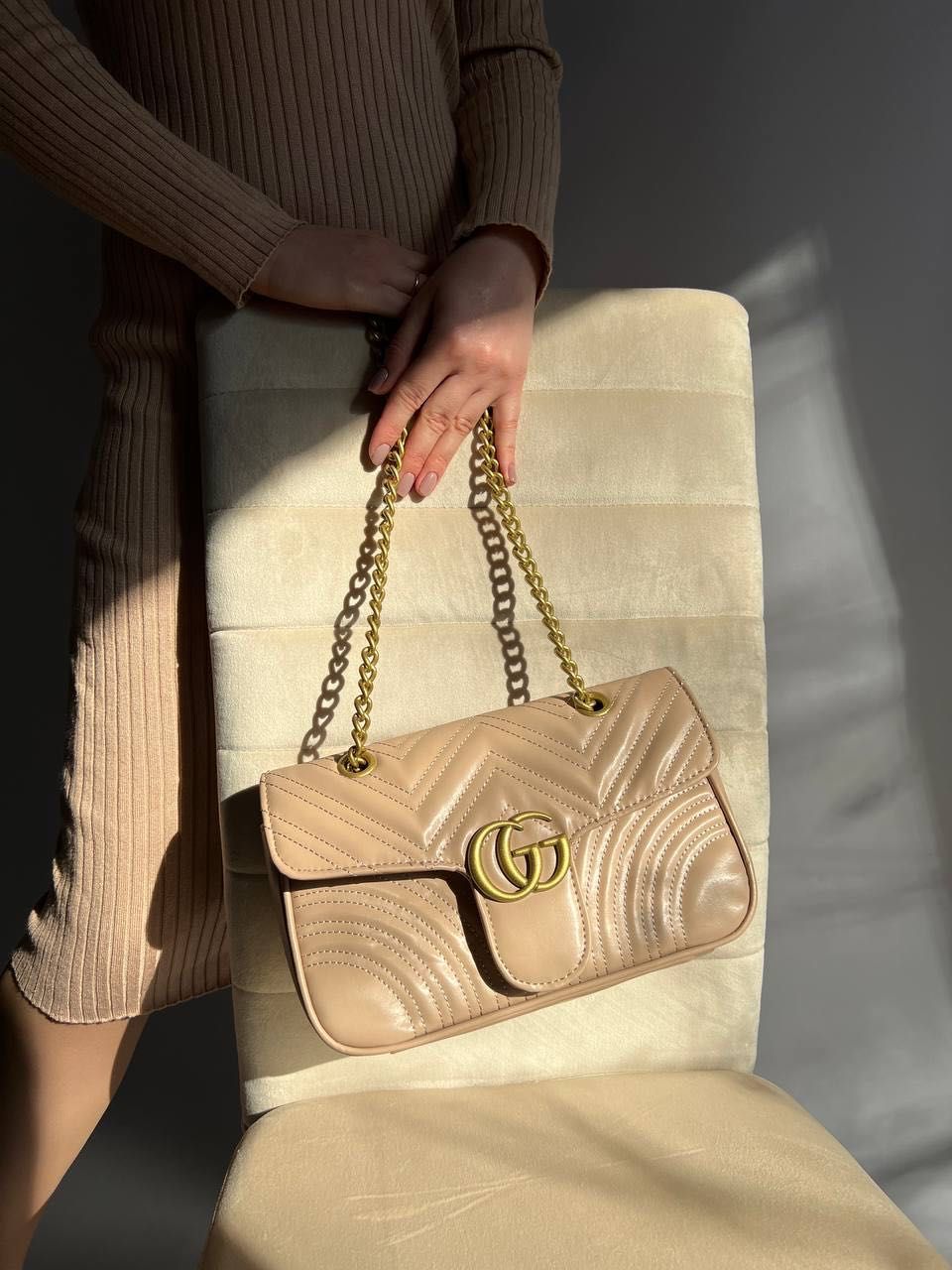 Чудова нова сумочка Gucci marmont (cream) жіноча з документами