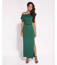 Piękna zielona sukienka maxi Dursi butelkowa zieleń S