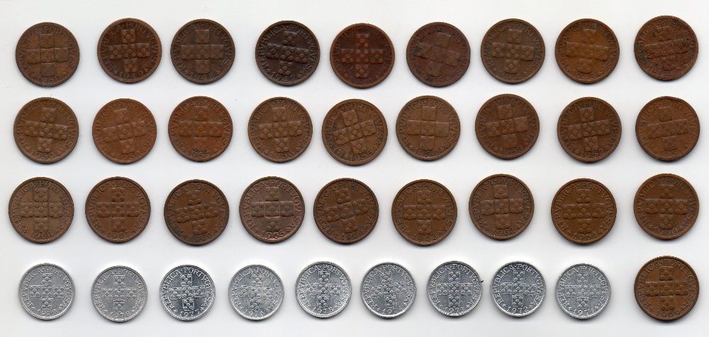 Moedas de X e 10 centavos, 1942 a 1969 e 1971 a 1979 várias coleções