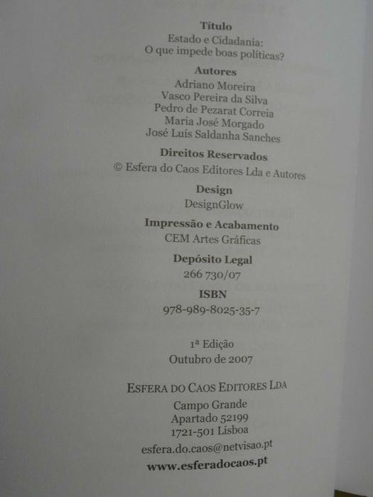Estado e Cidadania de Adriano Moreira - 1ª Edição