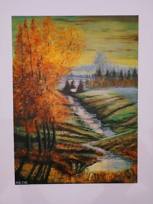 Obraz ręcznie malowany na płótnie akryl 58x78 cm.