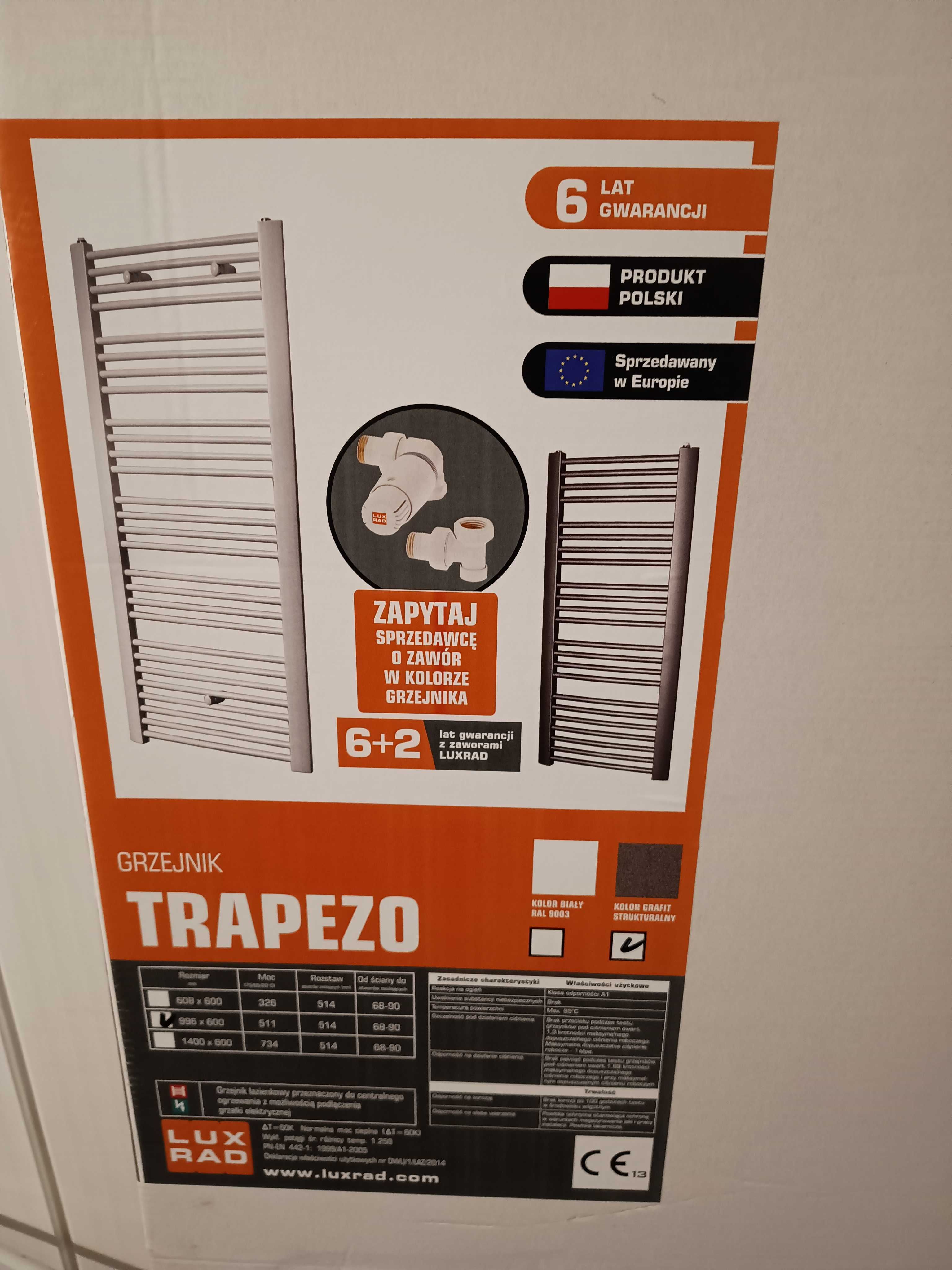 Grzejnik  TRAPEZO 511W, łazienkowy, grafitowy