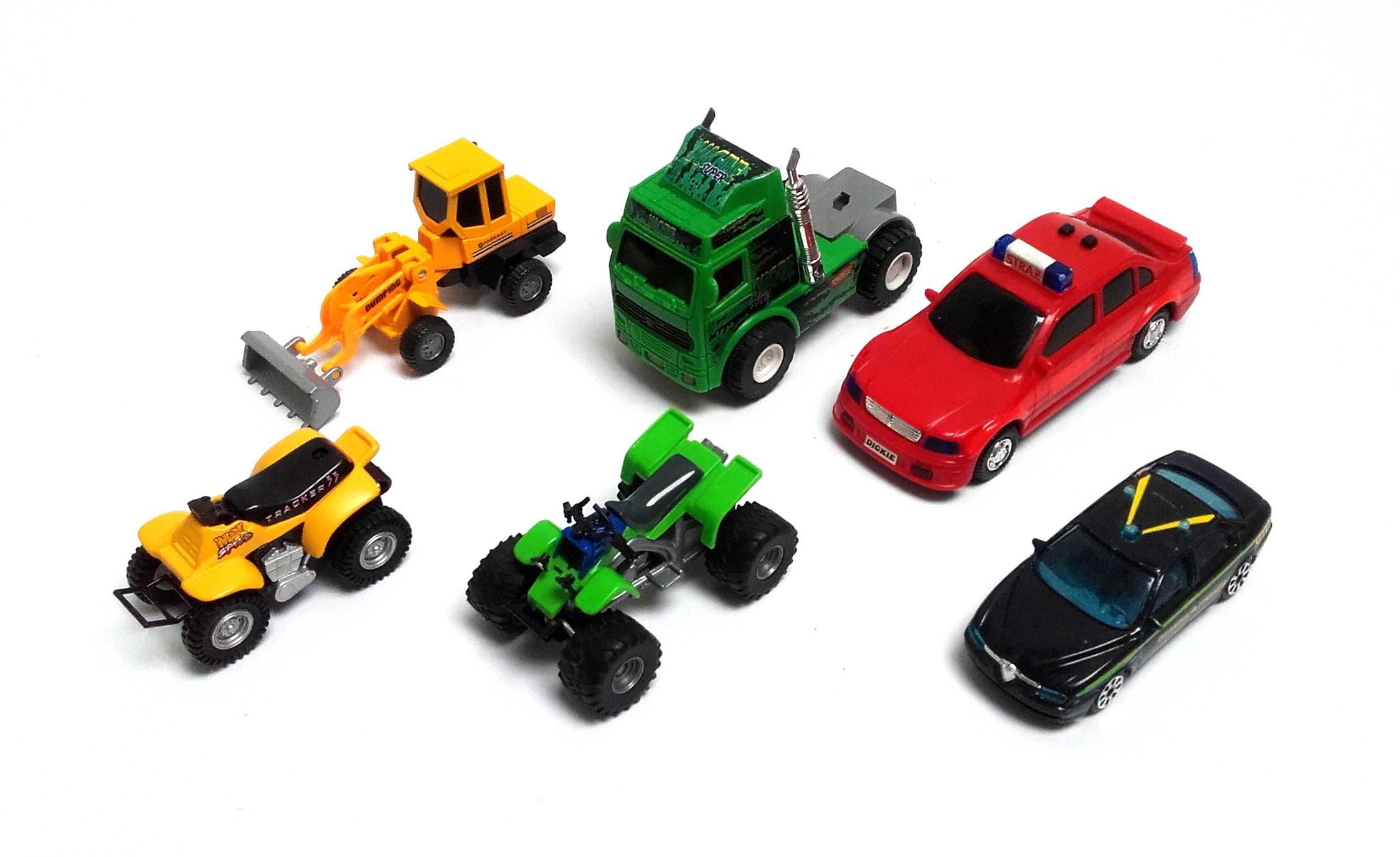 Zabawki pojazdy traktor ciągnik koparka quad wózek ciężarówka Mercedes
