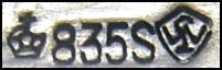 Нож столовый серебро 835 проба 1900 г вес 304 г 3 шт. Цена снижена!!!