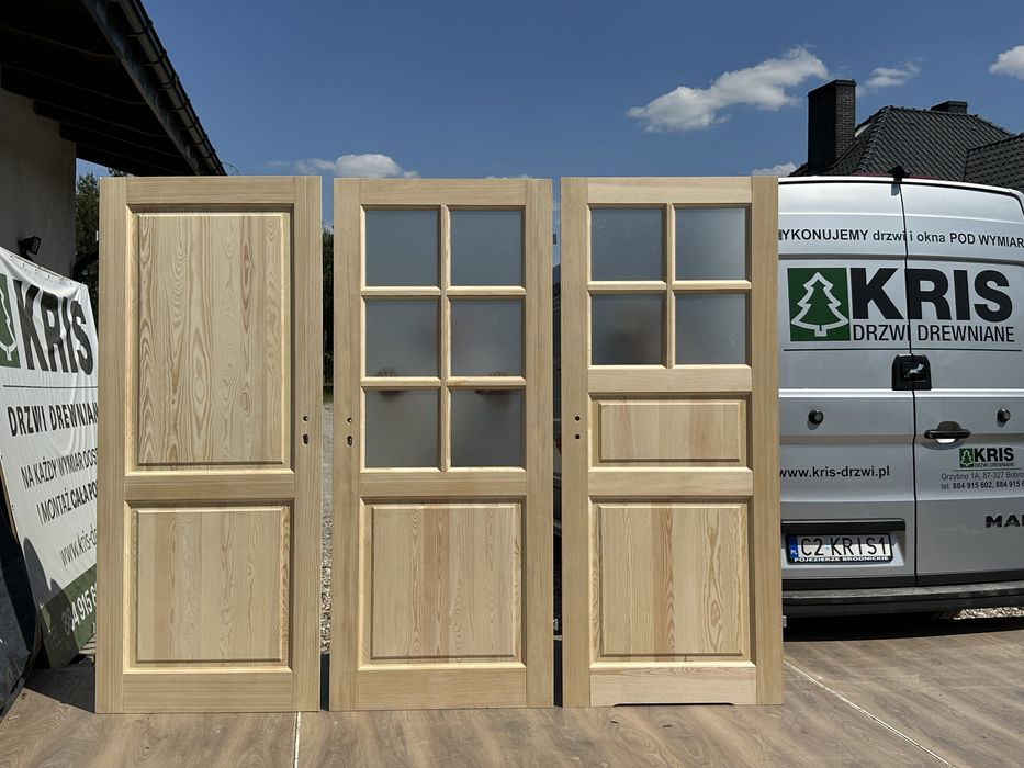 Drzwi lite drewniane wewnętrzne sosnowe NA KAŻDY WYMIAR cała Polska
