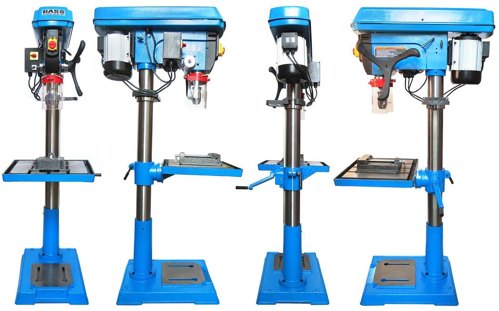 BASS POLSKA Wiertarka Stołowa Kolumnowa 1500w 400v Imadło 6" BP5284