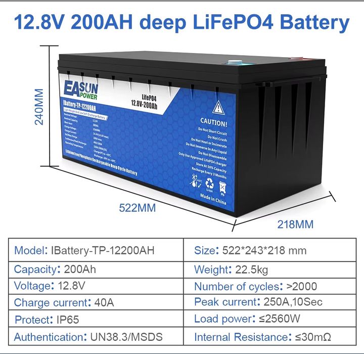 Lifepo4 АКБ EASUN 12V 200Ah