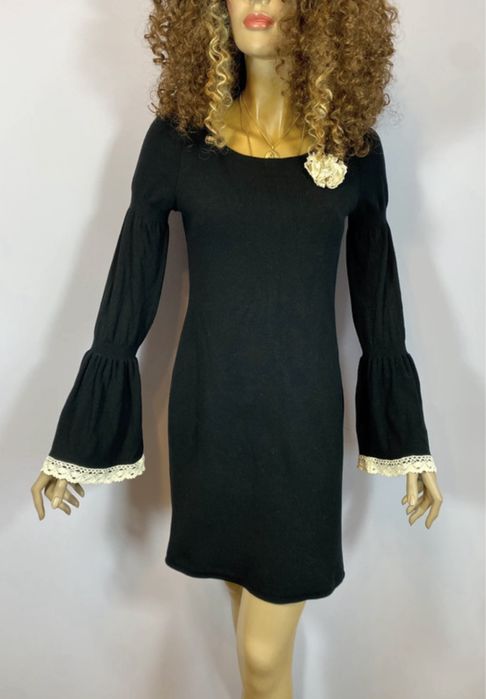 Czarna sukienka midi w stylu retro Ann Taylor S