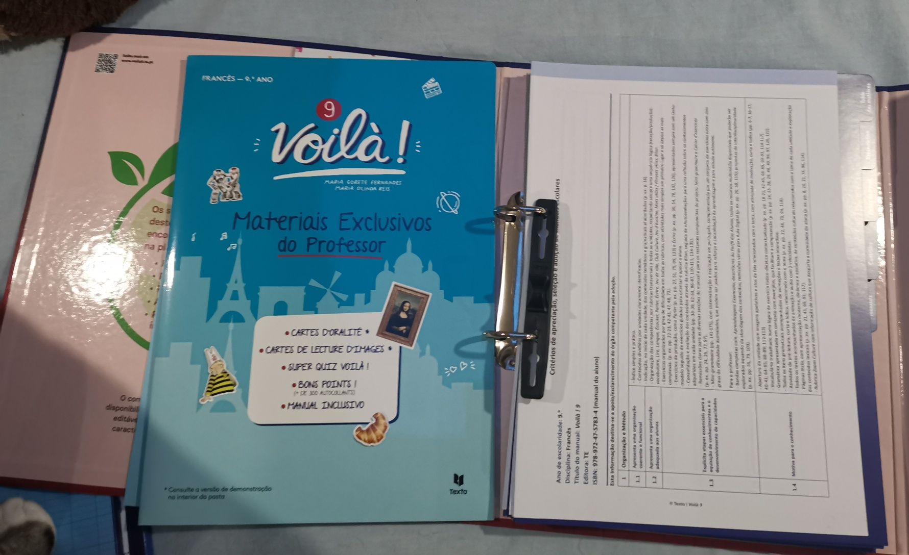 Dossier com Materiais de apoio ao estudo de francês 9 "Voilà 9"