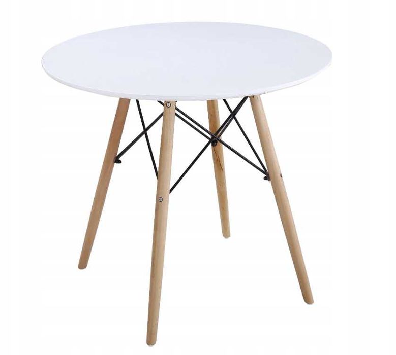 Duży stół + 4 krzesła białe skandynawskie 80cm ZESTAW NOWE