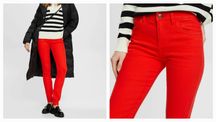 ESPRIT czerwone jeansy slim fit red 28/30 bawełniane wysoki stan