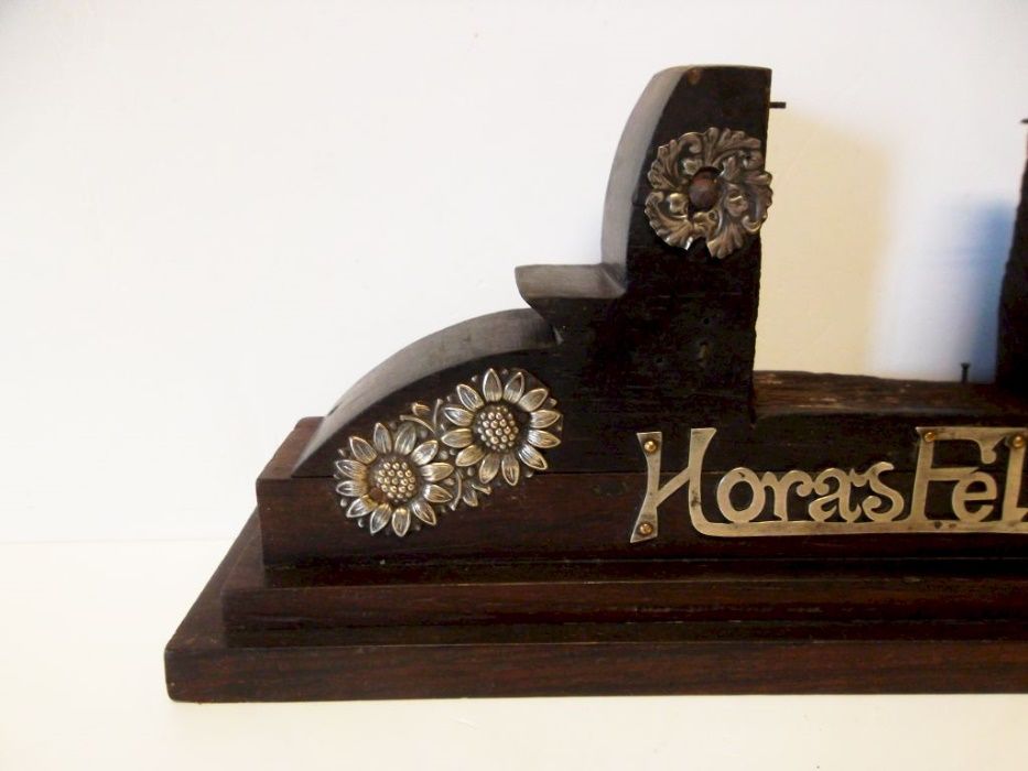 para restauro: antigo supporte de relógio de mesa em pau santo+prata