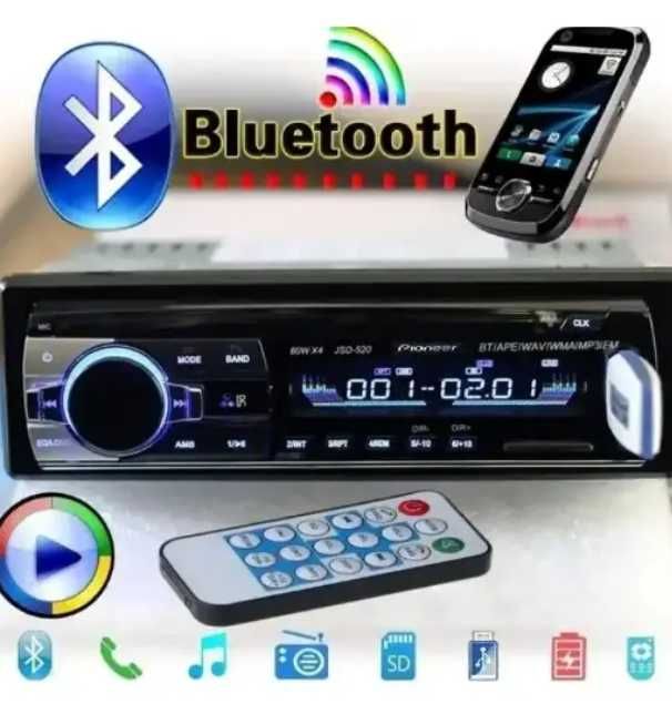 Лучшая автомагнитола JSD-520BT с usb и bluetooth мощность 60 Вт канал