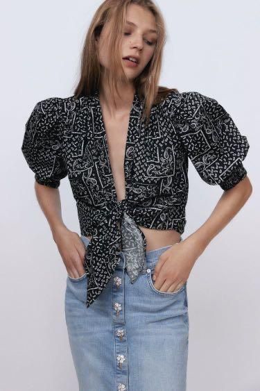 Zara damska koszula wiązana S na lato nowa