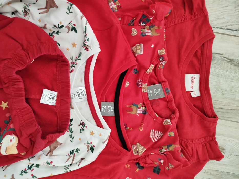 Świąteczne bluzki\koszulki i lekko ocieplane getry r. 122\134