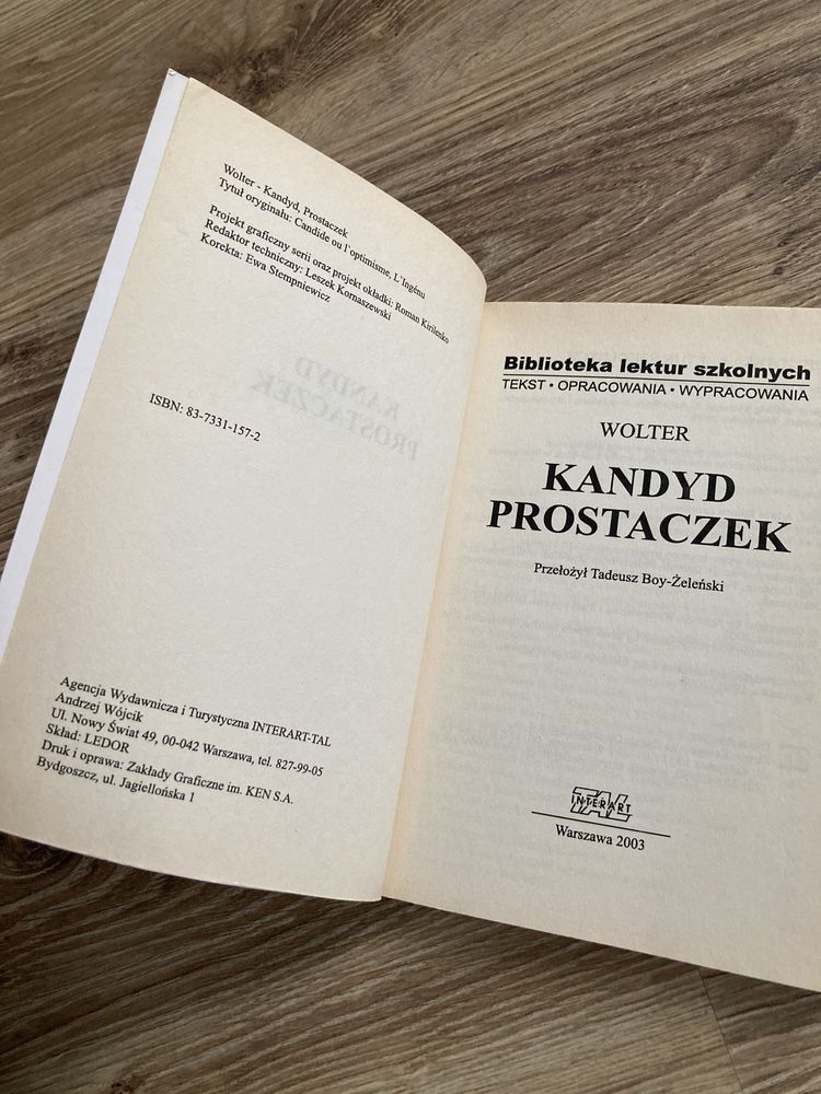 KANDYD PROSTACZEK Wolter książka lektura