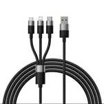 Кабель зарядний 3 в 1 Baseus USB для Micro+Lightning+Type-C 1.2 м