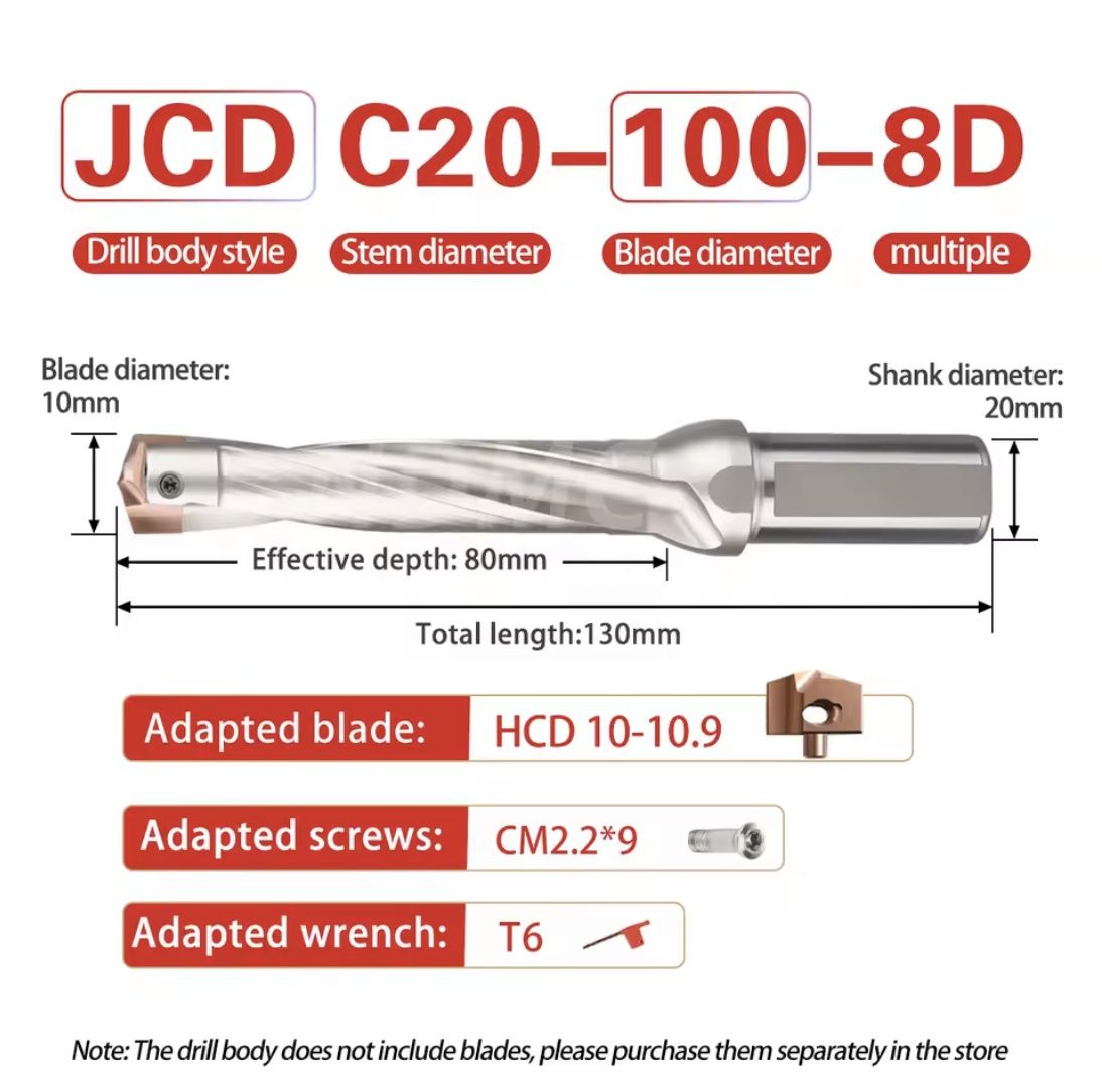 Свердло для глибоких отворів (під твердосплавні пластини) JCD10-18-8D