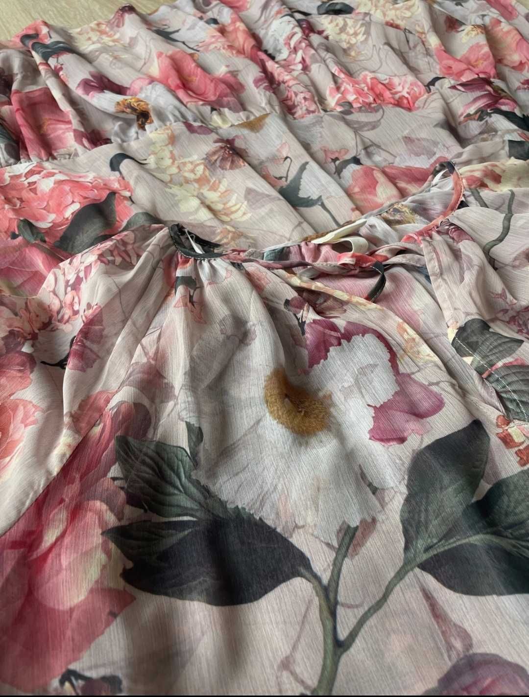 H&M długa maxi oversize szyfonowa sukienka w kwiaty luźna XL/ XXL