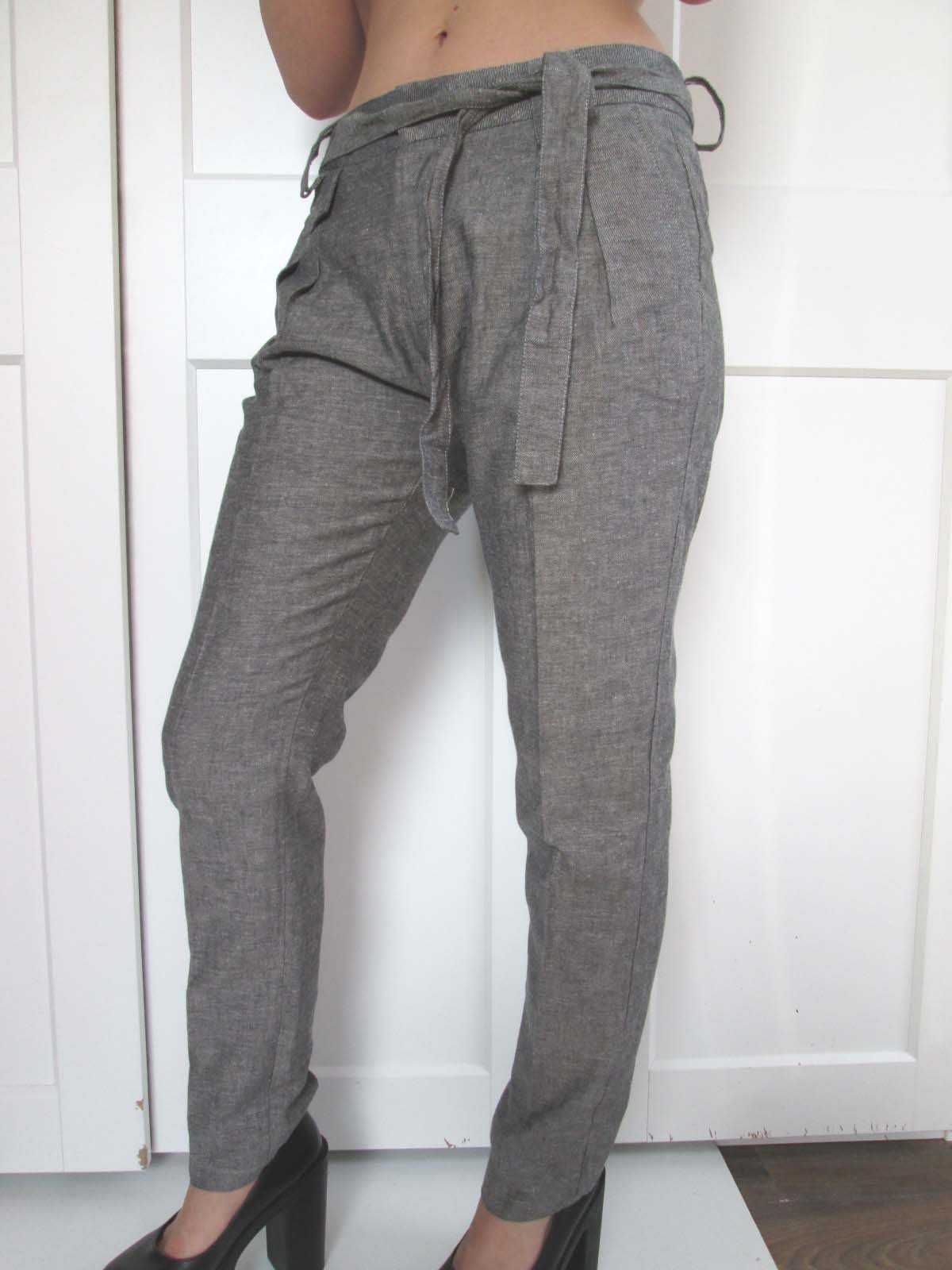 Theraphy szare lniane spodnie vintage M L 38 40 NOWE