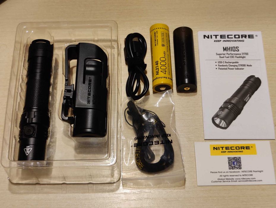 Мощный карманный заряжаемый фонарь Nitecore MH10S USB Type-C