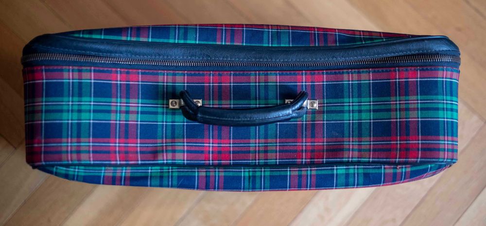 Walizka w szkocką kratę PRL Vintage Retro '70-'80 oldschool Neseser