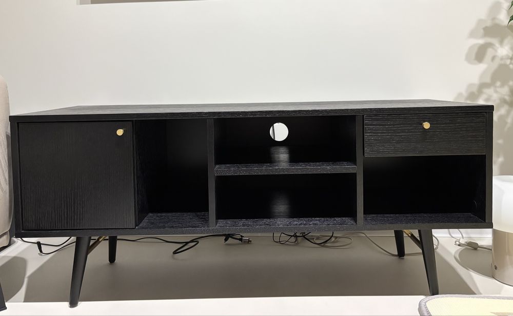 Komplet komoda szafka RTV czarne 160 cm i 120 cm
