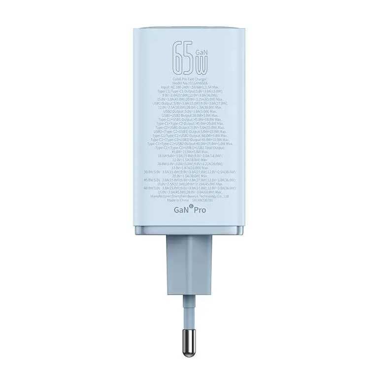 Ładowarka sieciowa Baseus GaN6 Pro 2xUSB-C + 2xUSB 65W Niebieski
