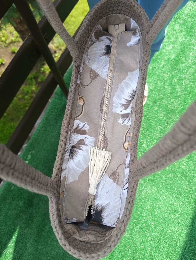 Torebka duża ze sznurka bawełnianego