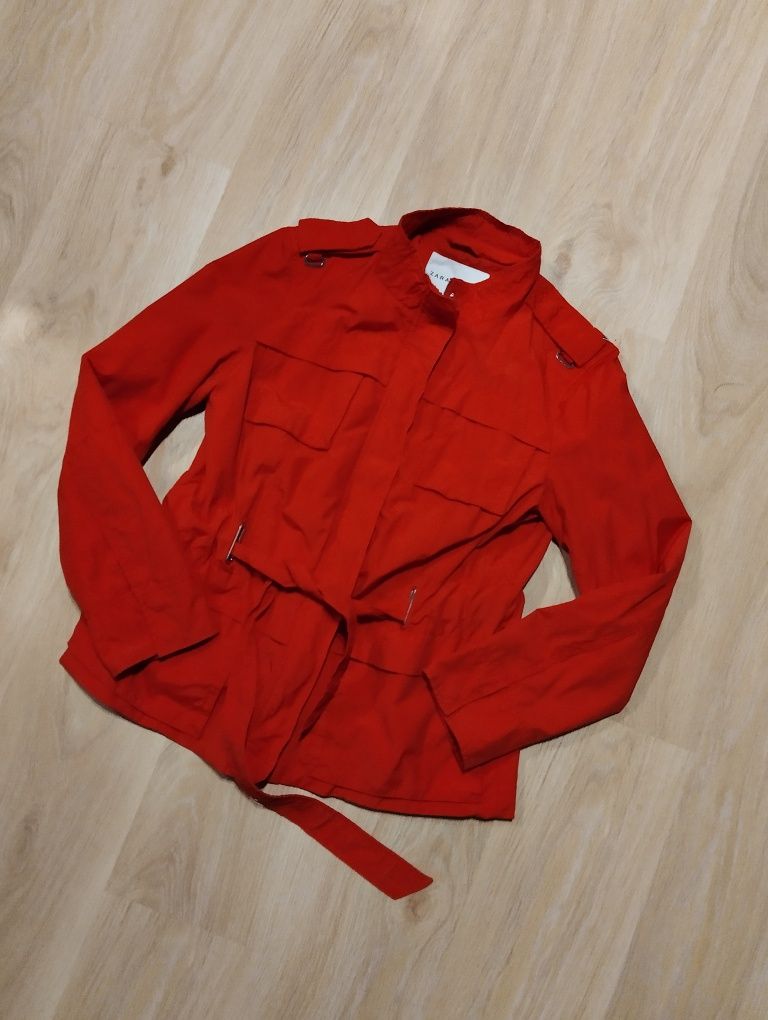 Czerwona kurtka przejściowa Zara Basic XL