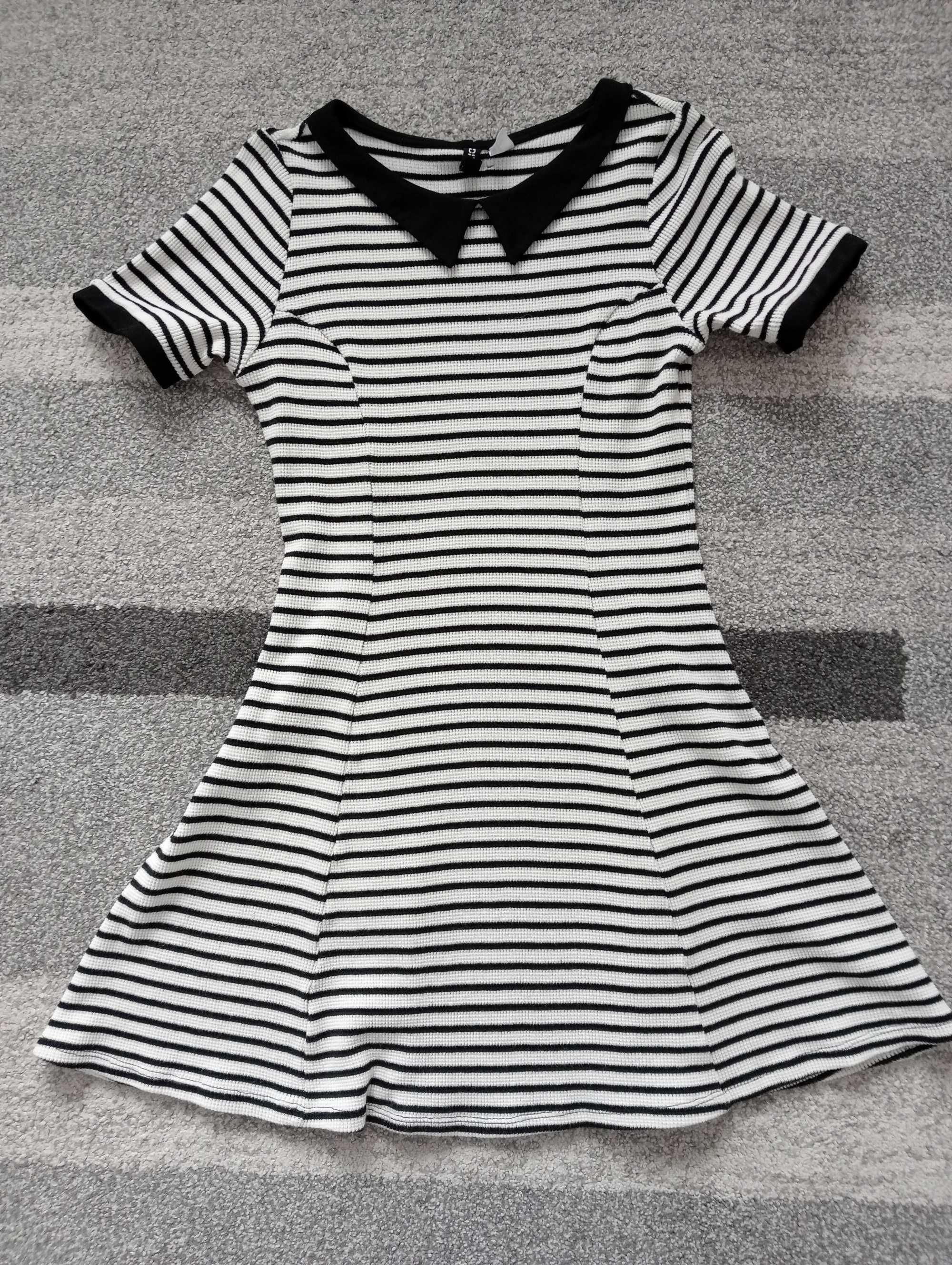 Sukienka biało - czarna H&M - Rozmiar XS/S