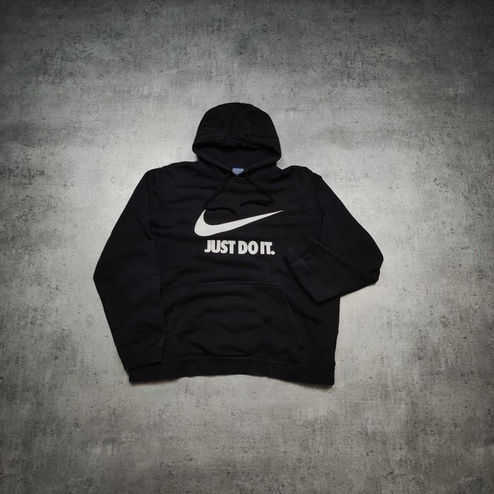 MĘSKA Bluza z Kapturem Hoodie Nike Just Do It Bawełna Czarna Nadruk