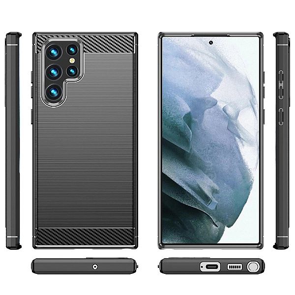 Carbon Case etui Samsung Galaxy S23 Ultra elastyczny silikonowy karbon