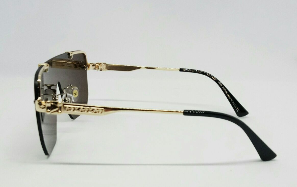 Louis Vuitton стильные мужские очки маска коричневые в золоте
