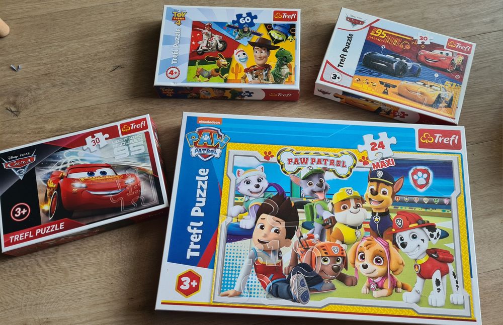 Puzzle Auta (Zygzak Mcqueen), Psi Patrol, Toy Story 3+
