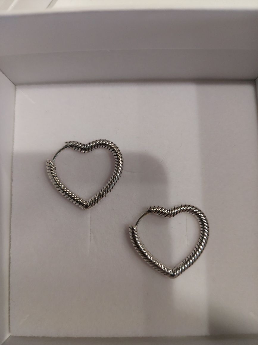 Kolczyki obręcze w kształcie serca srebro 925