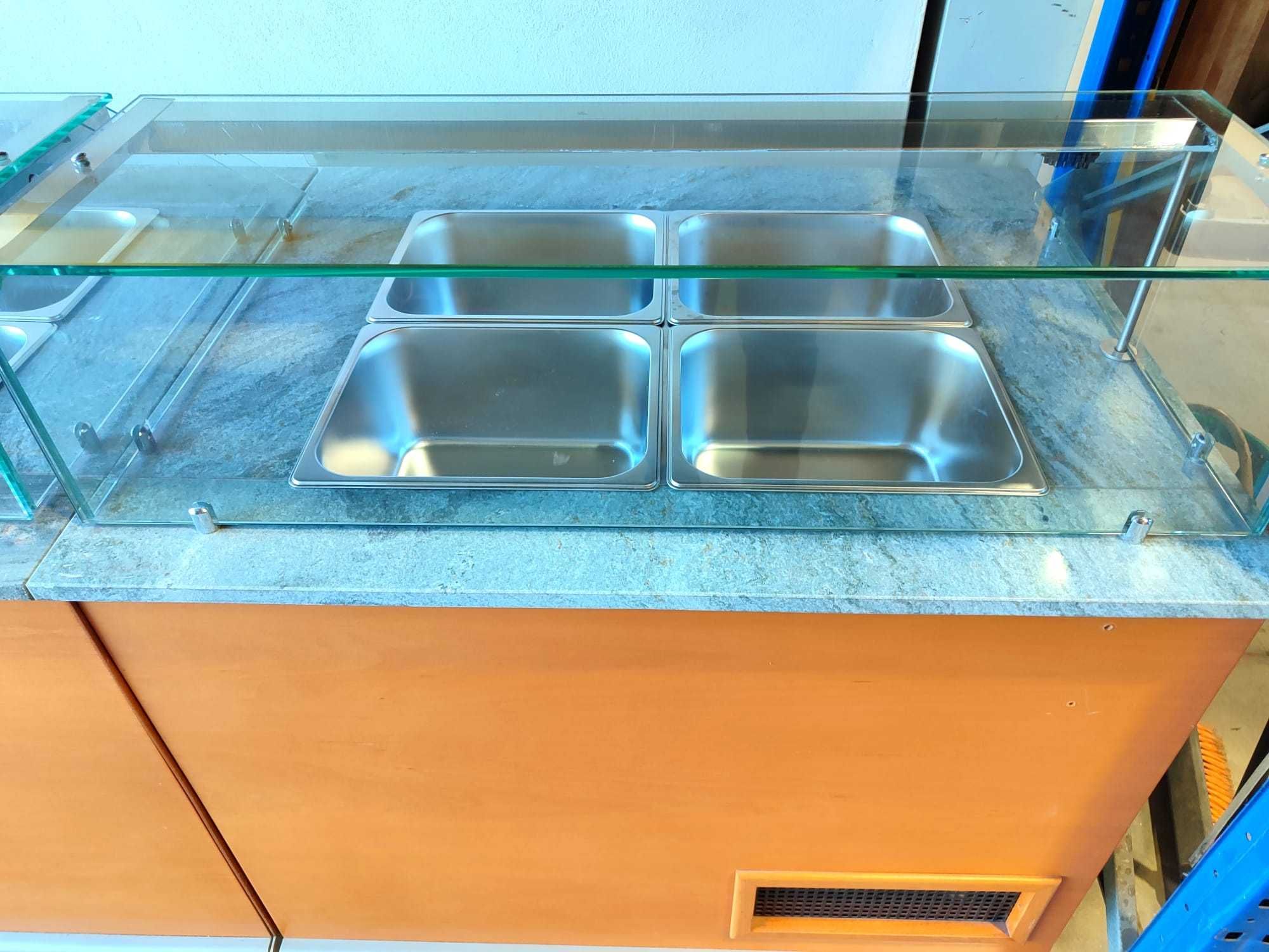 Conjunto banho maria + vitrine refrigerada - USADA