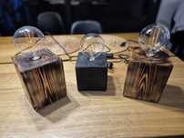Lampka nocna ozdobna  loft drewno