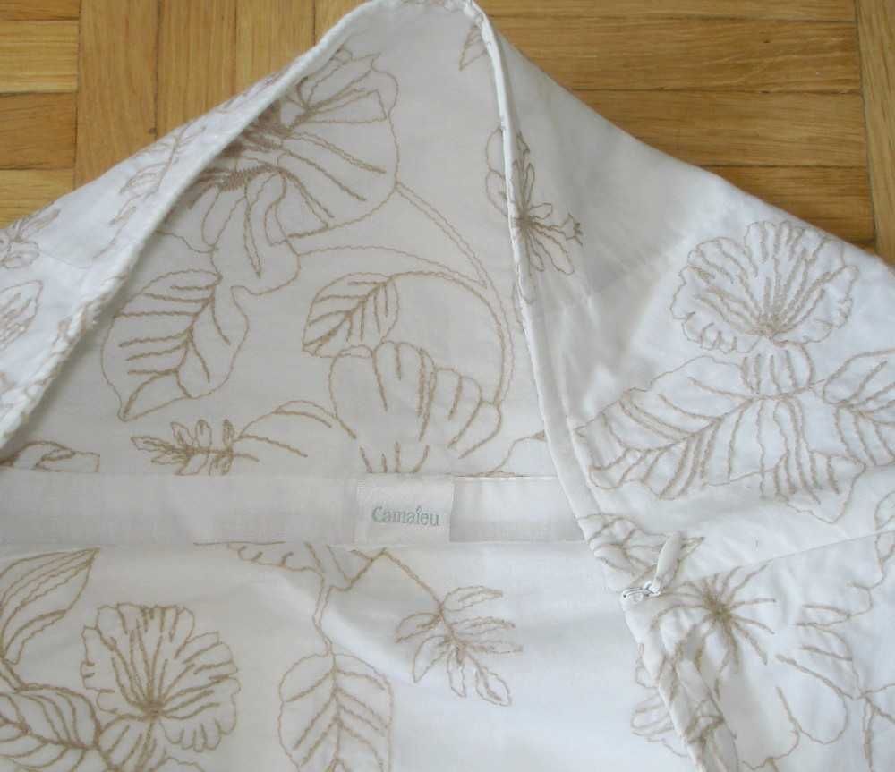 Spódnica biała haft kwiatki M 38 CAMAIEU bawełna