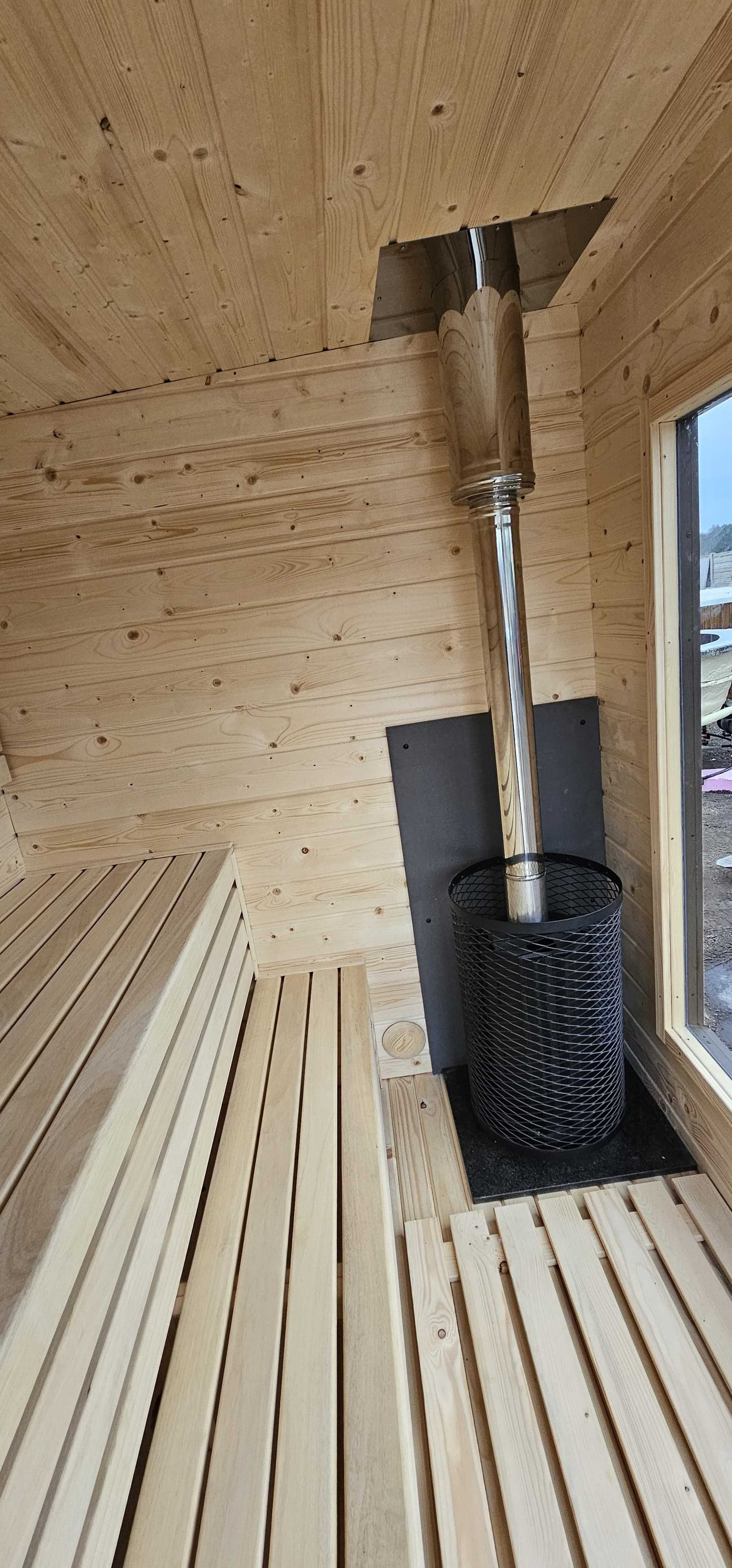 Nowa sauna fińska piec na drewno oświetlenie LED producent izolacja