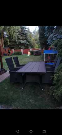Meble ogrodowe wypoczynkowe stół technorattan 4 krzesla pozycyjne
