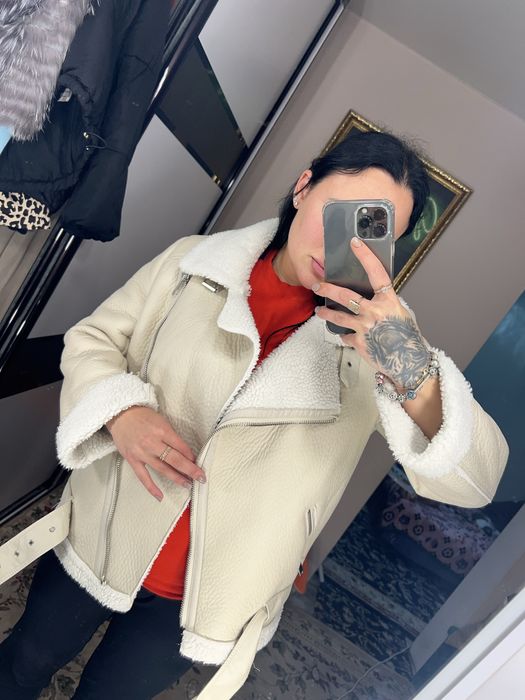 Дубленка белая zara