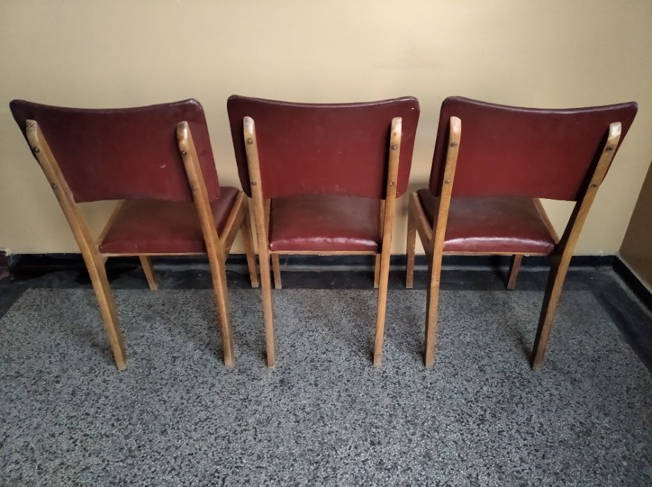 OKAZJA Krzesła drewniane skórzane 3szt