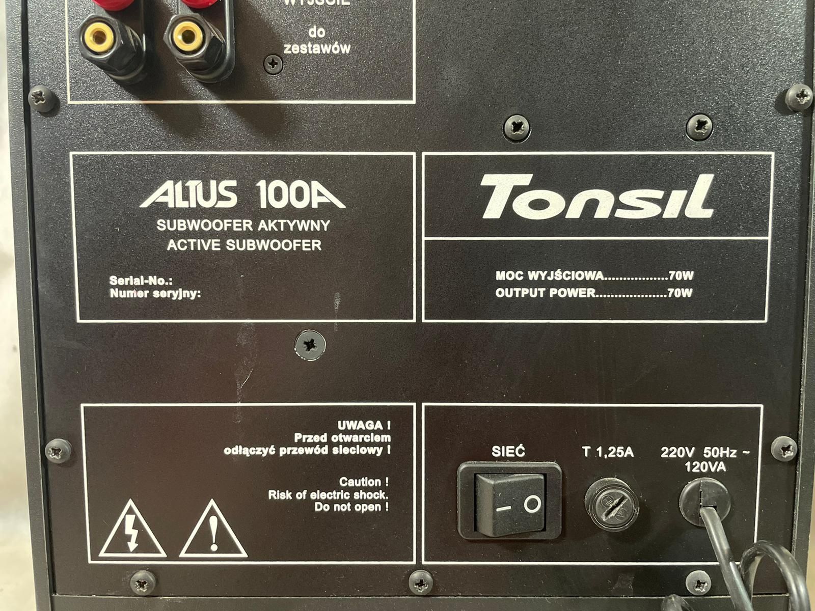 Potężnie brzmiący Tonsil Altus 100A subwoofer 20cm aktywny