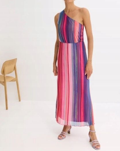 B.P.C długa sukienka wzorzysta na jedno ramię 44/46.