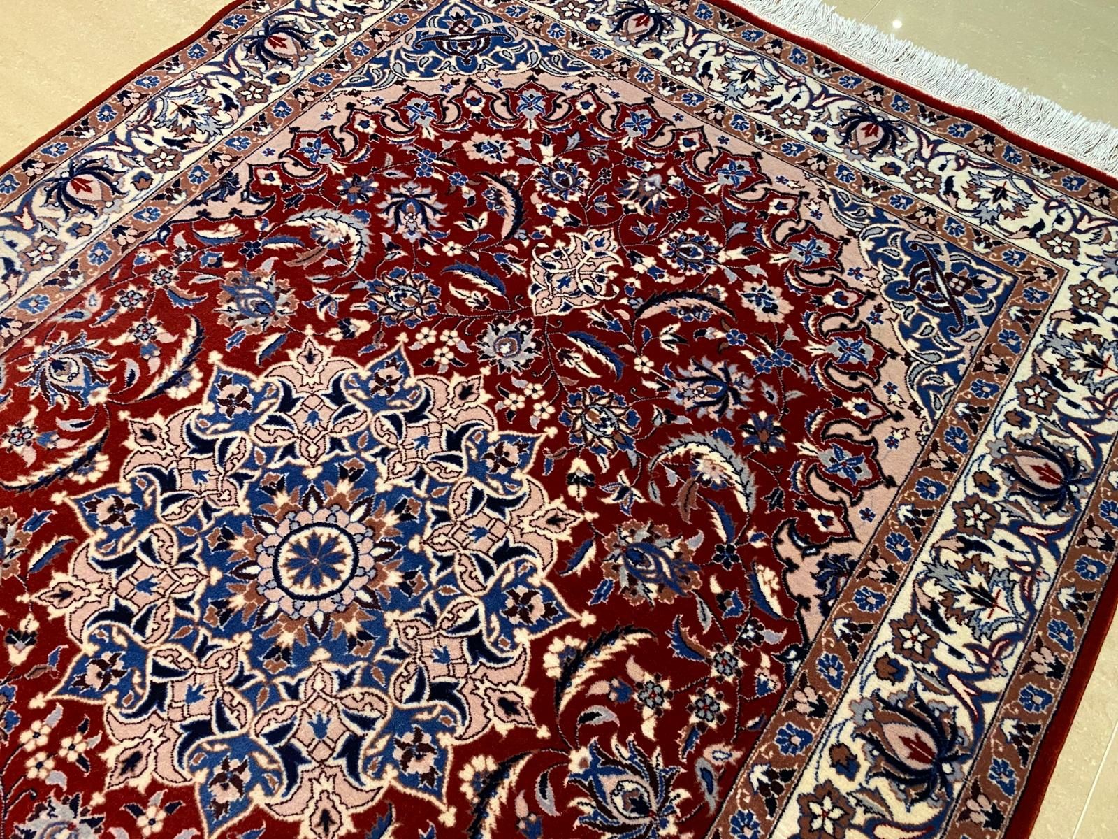 Isfahan Kork Persja 202 # 126 Drobno tkany luksusowy dywan perski
