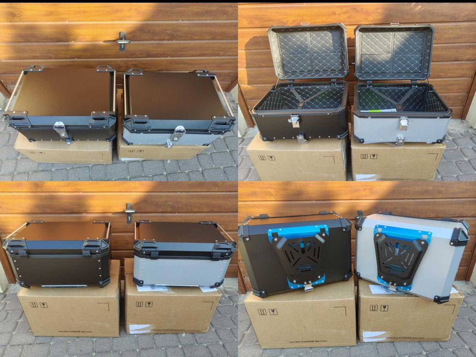 Aluminiowy Kufer motocyklowy centralny 65L na DWA kaski + PŁYTA